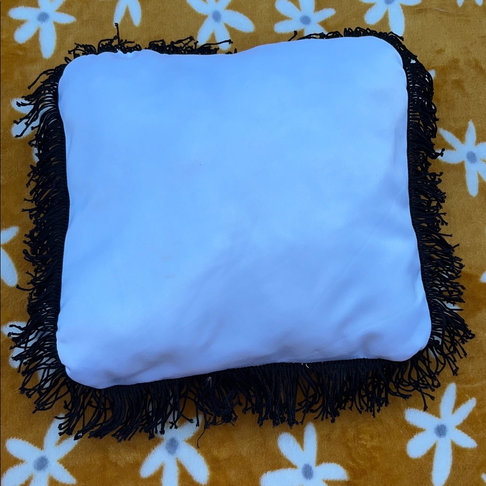 Vintage Colorful Abstract Plant Print Mini Accent Throw Pillow with Fringe - Picture 3 of 5